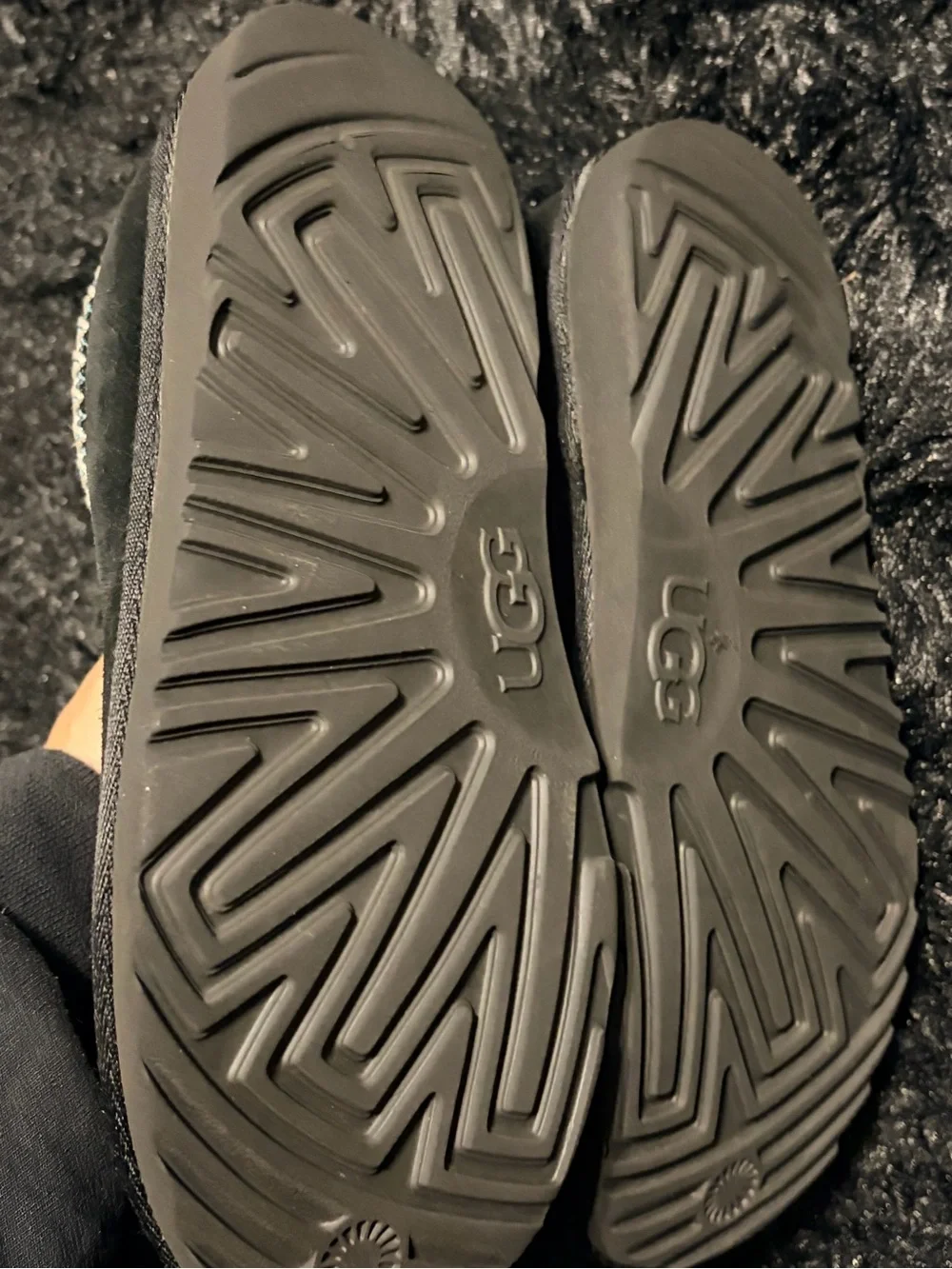 UGG Black Suede Cozy Slip-On Slippers with Braided Trim
